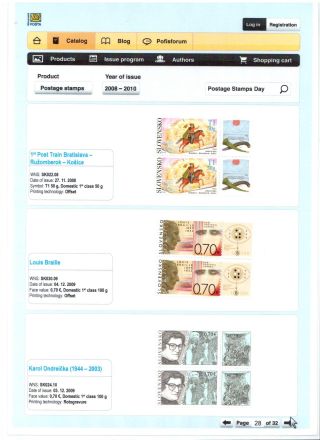 SLOVAK POSTAGE STAMPS 2008-2010 – sheet 28