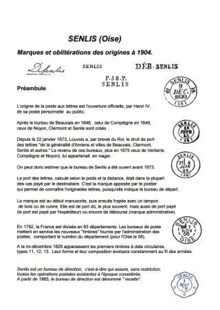 POSTAL HISTORY OF THE TOWN SENLIS (OISE) – sheet 2