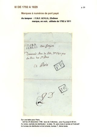POŠTOVNÍ HISTORIE MĚSTA SENLIS (OISE) – list 20