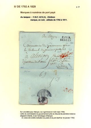 POŠTOVNÍ HISTORIE MĚSTA SENLIS (OISE) – list 21