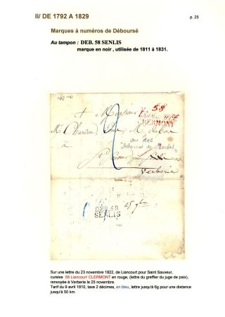 POŠTOVNÍ HISTORIE MĚSTA SENLIS (OISE) – list 25