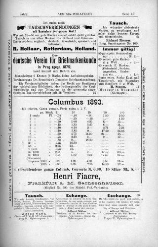 AUSTRIA-PHILATELIST 1893-1894 – list 19