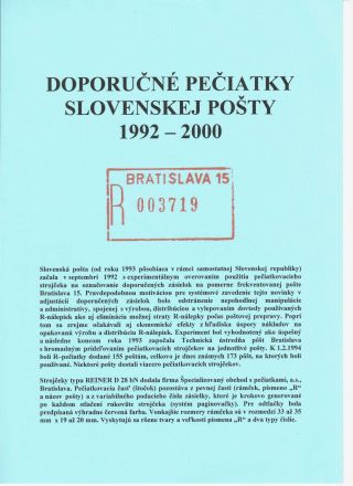 RAZÍTKA SLOVENSKÉ POŠTY PRO DOPORUČNÉ 1992-2000 – list 1