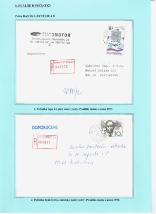 EINSCHREIBEN-STEMPEL DER SLOWAKISCHEN POST 1992-2000 – Blatt 27