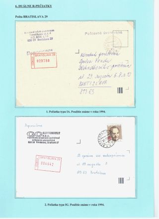 EINSCHREIBEN-STEMPEL DER SLOWAKISCHEN POST 1992-2000 – Blatt 32