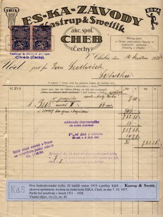 FIRMENLOCHUNGEN AUF DIE STEMPELMARKEN IN DEN TSCHECHISCHEN GEBIET 1902-1947 – Blatt 12