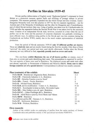 PERFINS IN SLOVAKIA 1939-1945 – sheet 1
