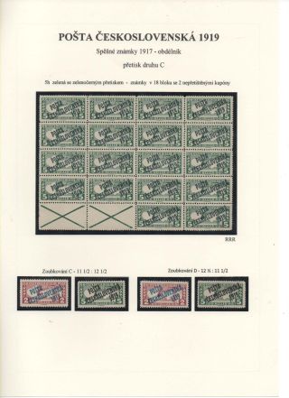 POSTA CESKOSLOVENSKA 1919 – sheet 58