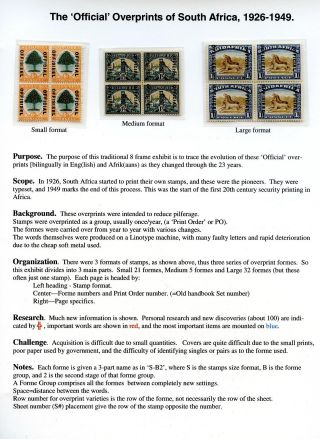 THE "OFFICIAL" OVERPRINTS OF SOUTH AFRICA, 1926-1949 – sheet 1