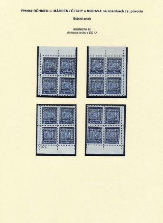 OVERPRINTS "BÖHMEN U. MÄHREN" ON CZECHOSLOVAK STAMPS – sheet 2