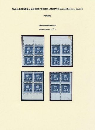 OVERPRINTS "BÖHMEN U. MÄHREN" ON CZECHOSLOVAK STAMPS – sheet 11