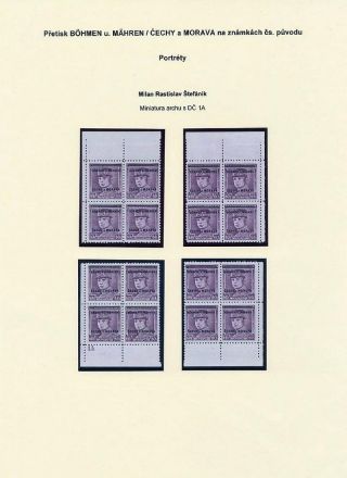 OVERPRINTS "BÖHMEN U. MÄHREN" ON CZECHOSLOVAK STAMPS – sheet 15